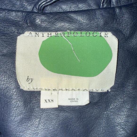 navy leather anthropologie moto jacket grunge punk y2k vtg - Picture 5 of 7